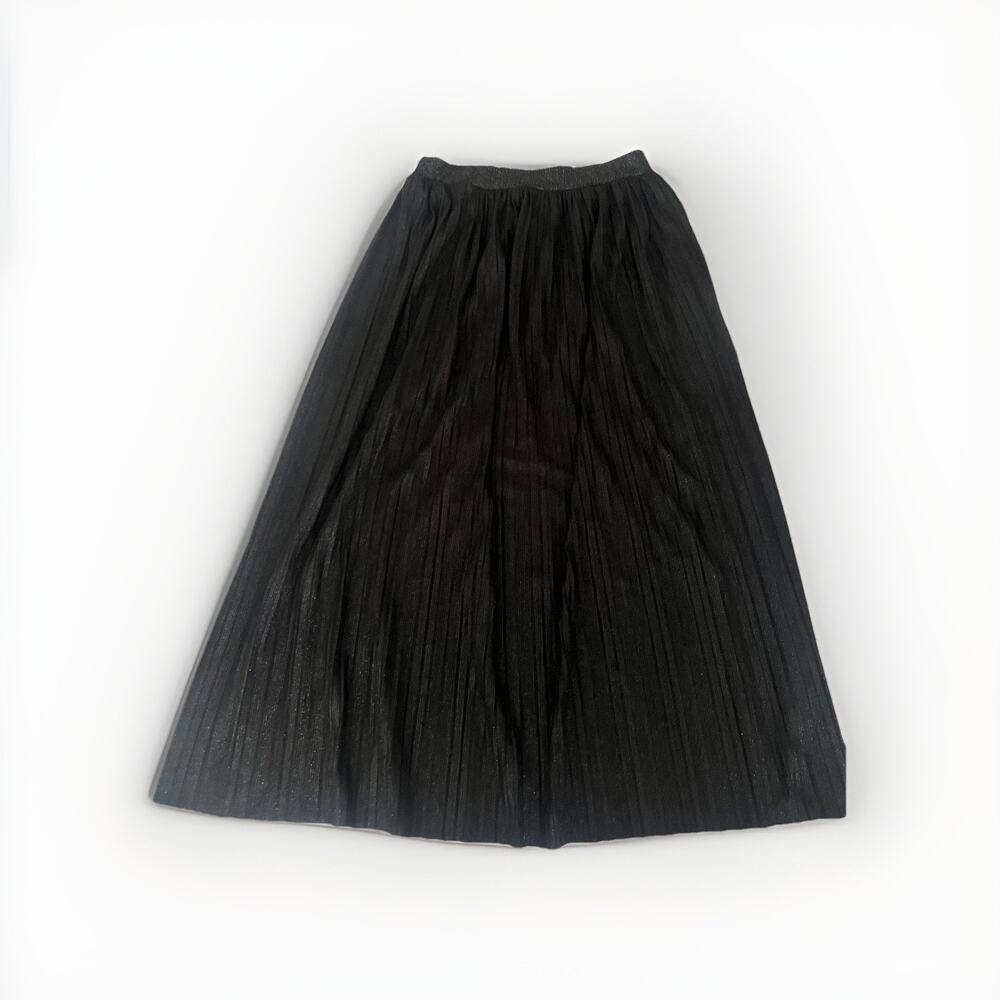 Vintage 90s Pleated Goth Midi Skirt Size M-38 Women’s Black Sparkle Boho Y2K